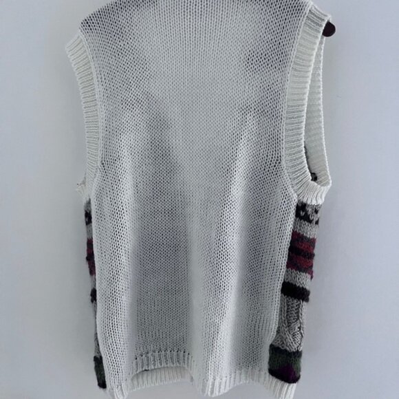 VINTAGE 90s Hand Knit Cardigan Sweater Vest Size 18W - Picture 4 of 7